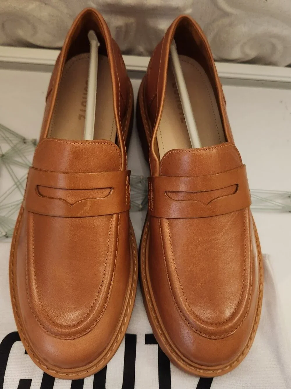 Schutz Leather Lug Loafers. 